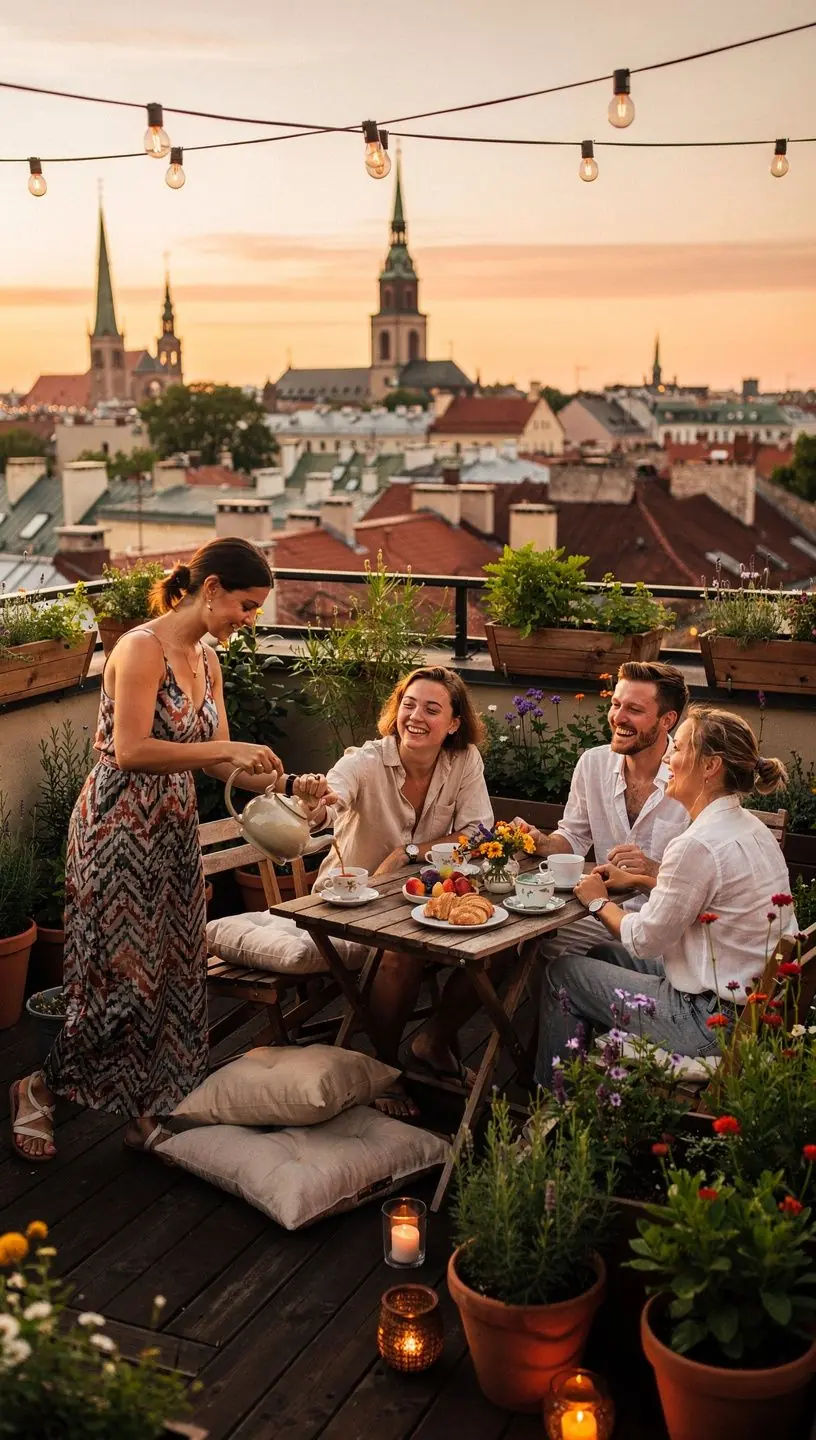 Darbo stalo kampelis su arbatos puodeliu, natūraliu apšvietimu ir ramia atmosfera, skatinantis dėmesingumą.